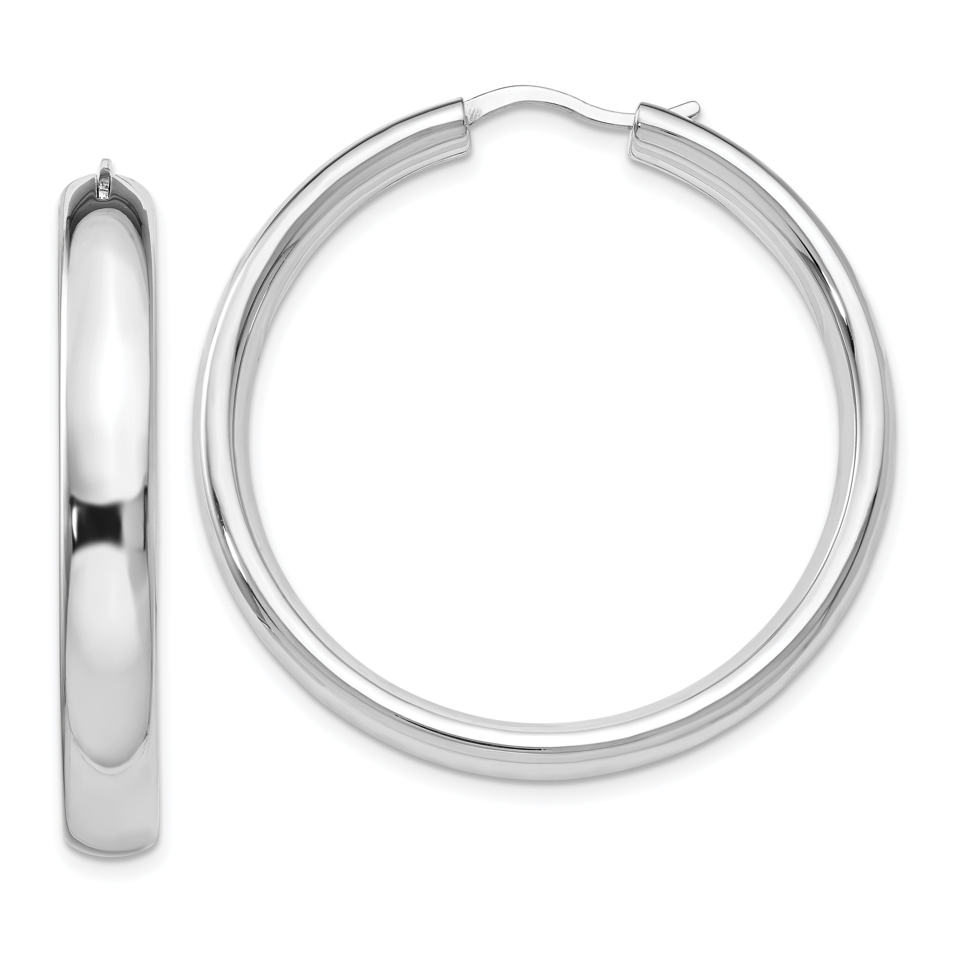 Sterling Silver Rhodium-plated 5mm Half Round Tube Earrings