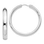 Sterling Silver Rhodium-plated 5mm Half Round Tube Earrings