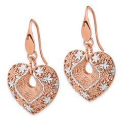 Sophia Jewelers Rose-Tone Sterling Silver Heart Dangle Earrings
