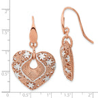 Sophia Jewelers Rose-Tone Sterling Silver Heart Dangle Earrings