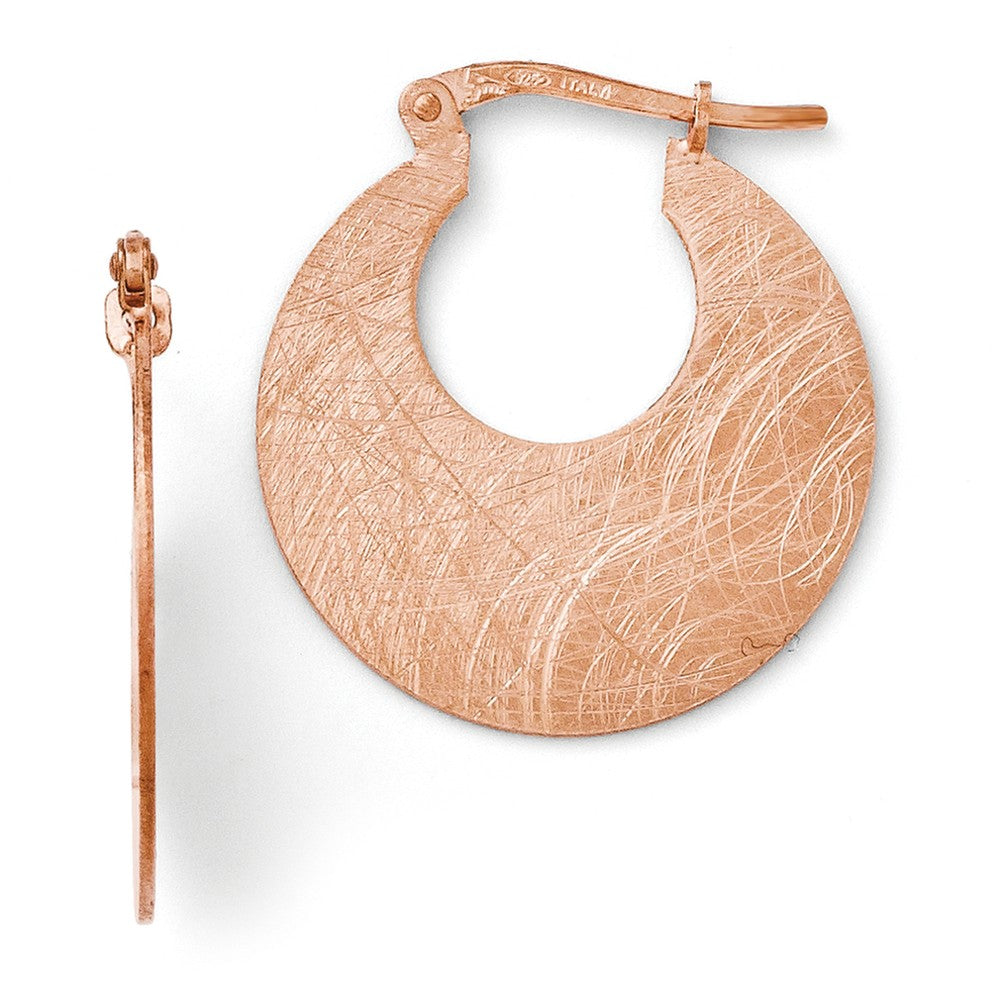 Leslie's Sterling Silver Rose Gold-plated Scratch Finish Hoop Earring