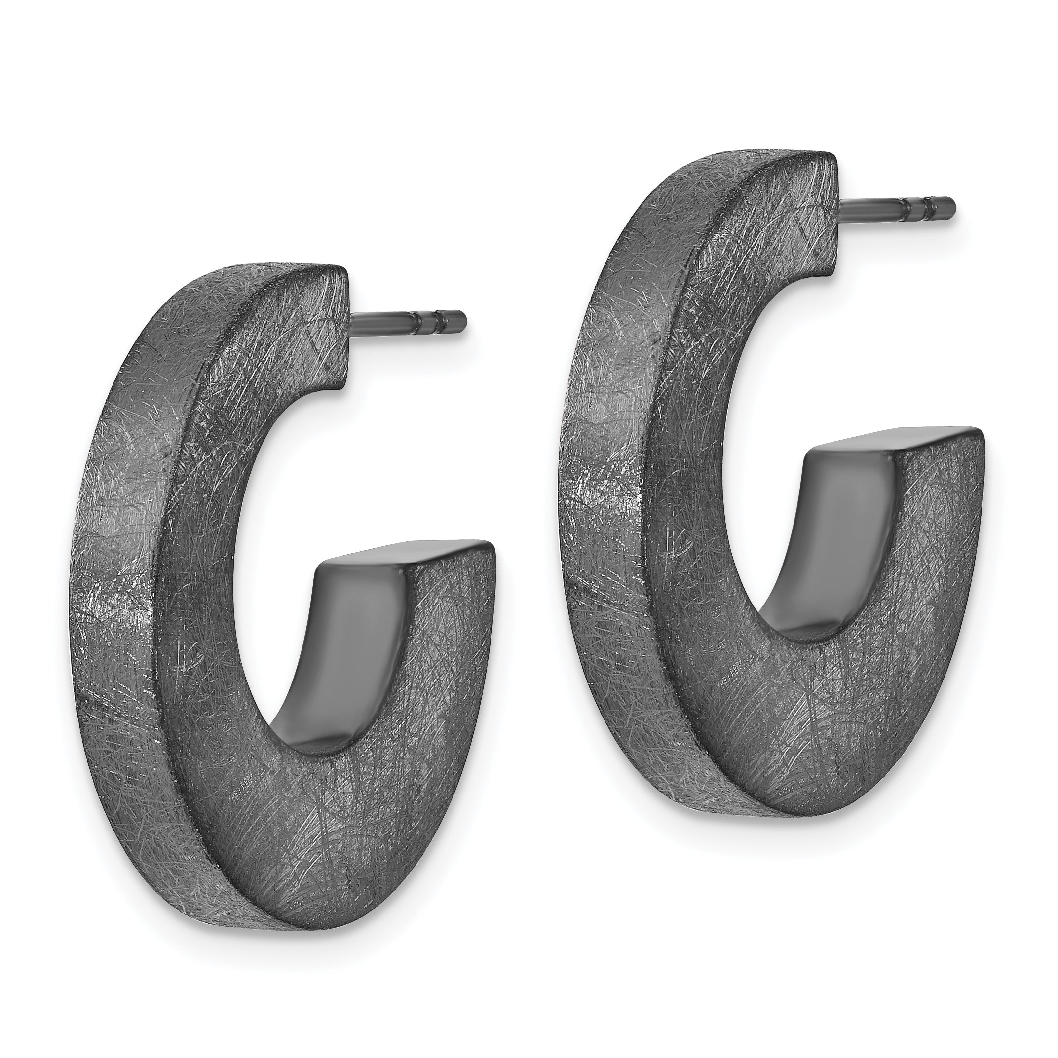 Sophia Jewelers Sterling Silver 925 Ruthenium-Plated Brushed C-Hoop Earrings Secondary image
