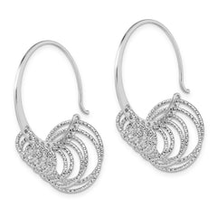 Sterling Silver Polished and Laser-cut Hoop Earrings