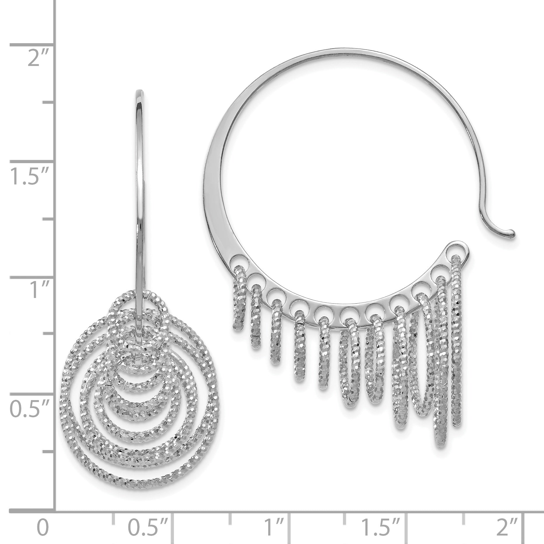 Sterling Silver Polished and Laser-cut Hoop Earrings