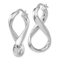 Sterling Silver 925 Twisted Hoop Earrings with Polished Rhodium Finish