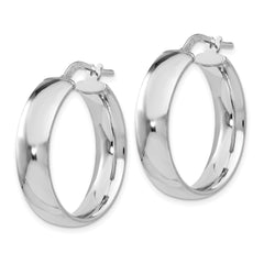 Sterling Silver 925 Polished Hoop Earrings with Rhodium Finish