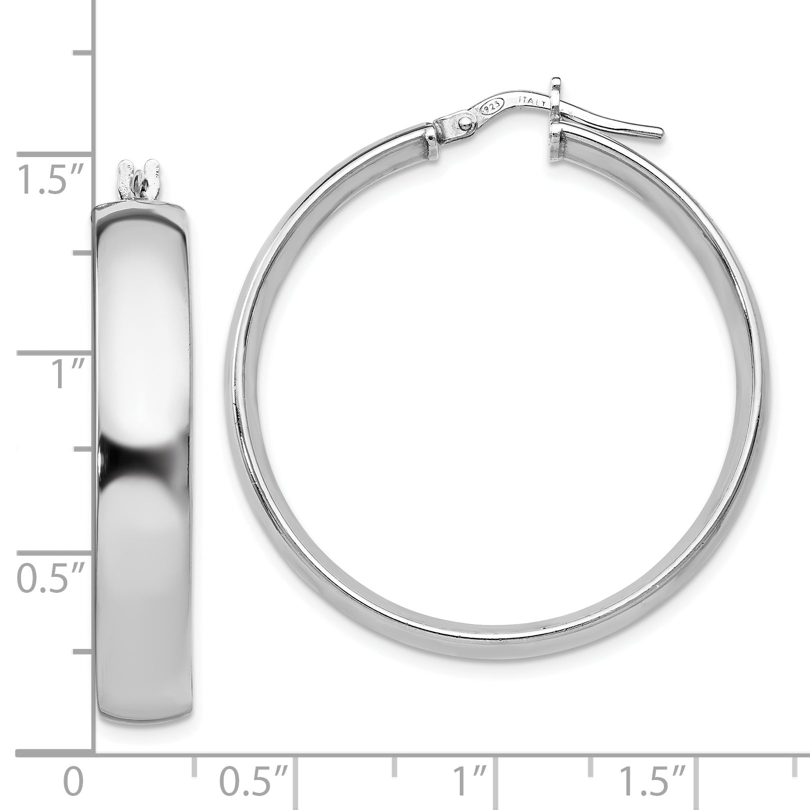 Sterling Silver 925 Polished Hollow Hoop Earrings for Women