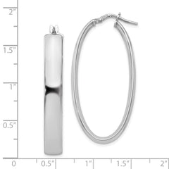 Sophia Jewelers Sterling Silver Oval Hoop Earrings with Rhodium Finish