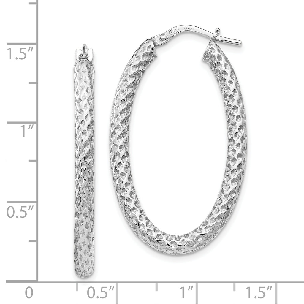 Sophia Jewelers Sterling Silver 925 Oval Hoop Earrings with Polished Texture