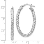 Sophia Jewelers Sterling Silver 925 Oval Hoop Earrings with Polished Texture