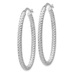 Sterling Silver 925 Oval Hoop Earrings with Polished Texture