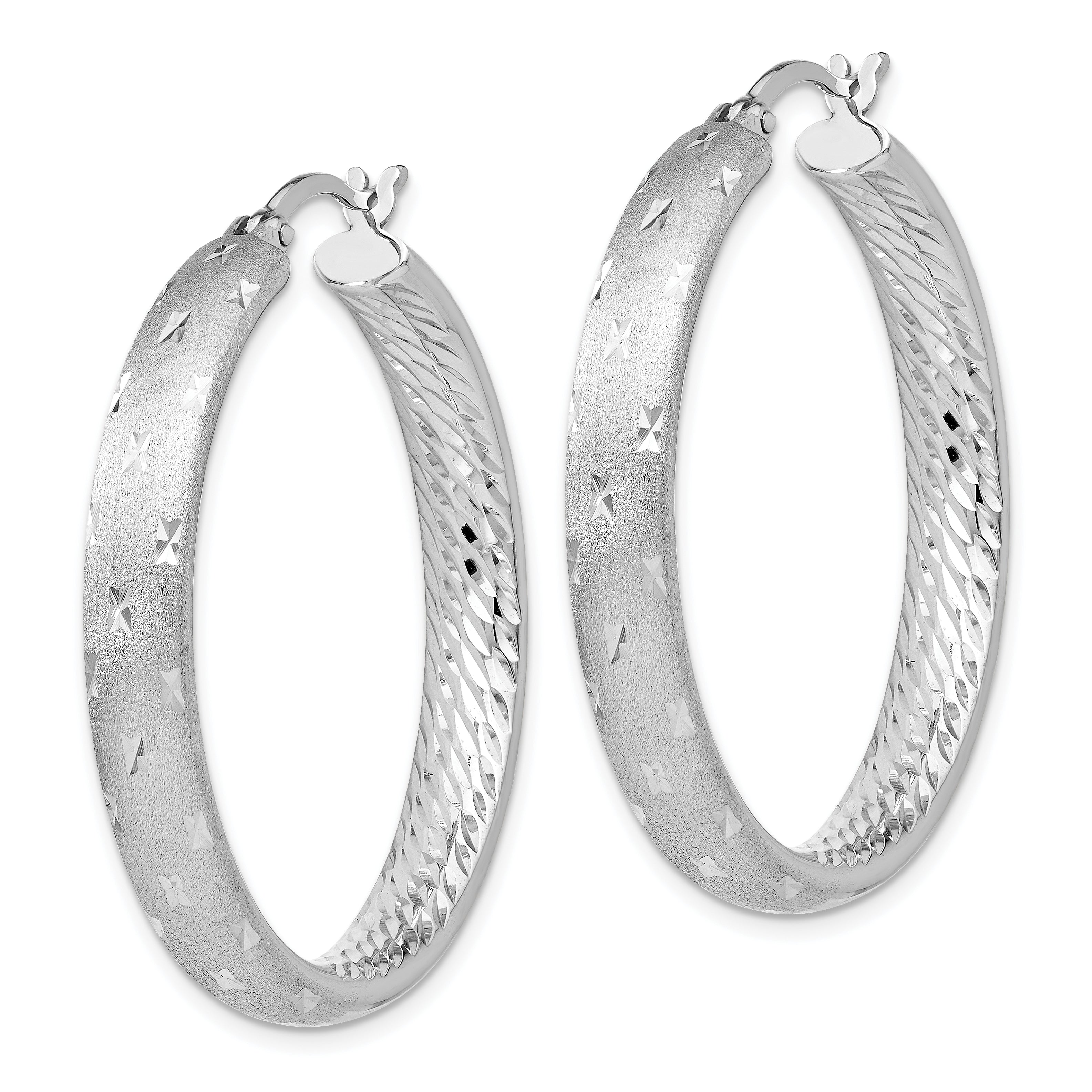 Sterling Silver 925 In/Out Hoop Earrings with Rhodium Finish
