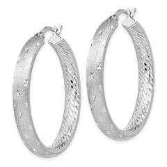 Sterling Silver 925 In/Out Hoop Earrings with Rhodium Finish