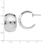 Sophia Jewelers Sterling Silver Hammered C-Hoop Earrings Polished Rhodium Finish