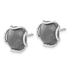 Sophia Jewelers Sterling Silver Ruthenium Laser-Cut Textured Button Earrings