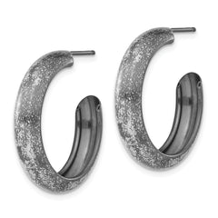 Sterling Silver Ruthenium-plated Post Hoop Earrings