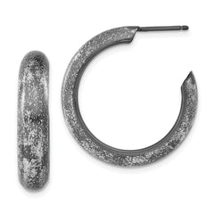 Sterling Silver Ruthenium-plated Post Hoop Earrings