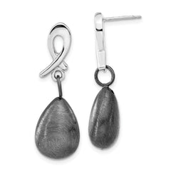 SS Ruthenium-plated Polished/Scratch Finish Post Dangle Earrings
