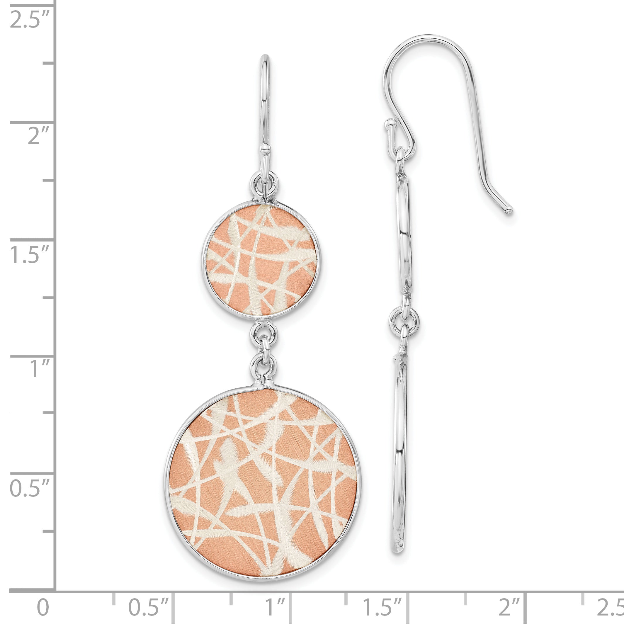 SS Rose Gold-plated Laser Design & Satin Circles Dangle Earrings