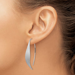 Sterling Silver 925 Dangle Earrings with Rhodium Polished Brushed Finish