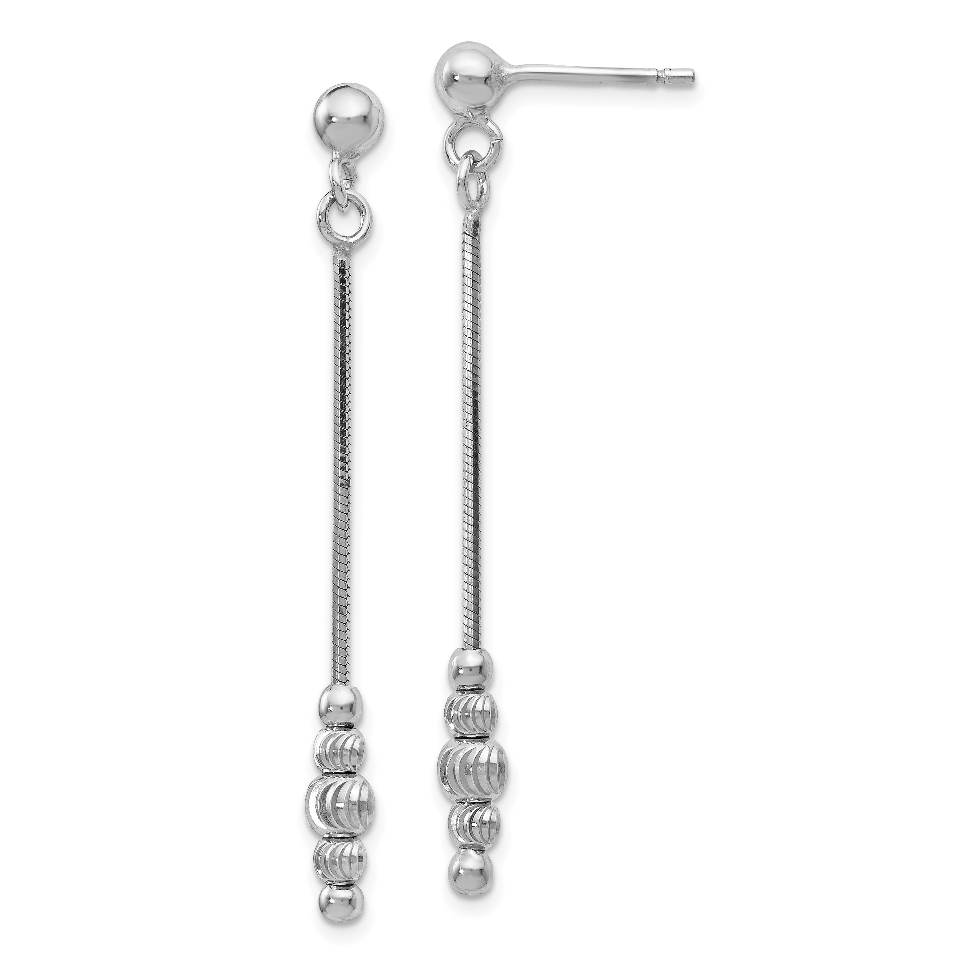Sterling Silver Polished & D/C Post Dangle Earrings