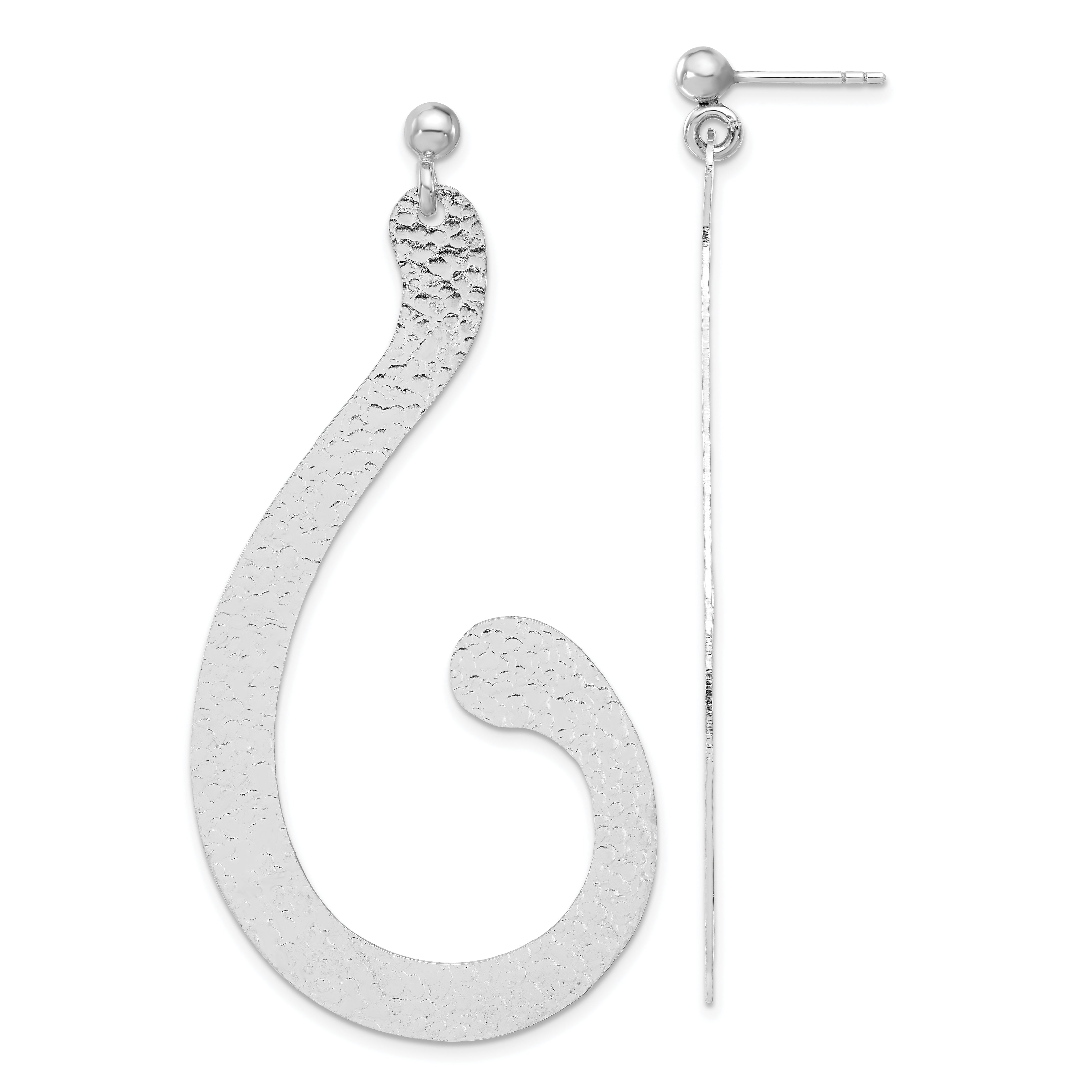 Sterling Silver Polished and Textured Post Dangle Earrings
