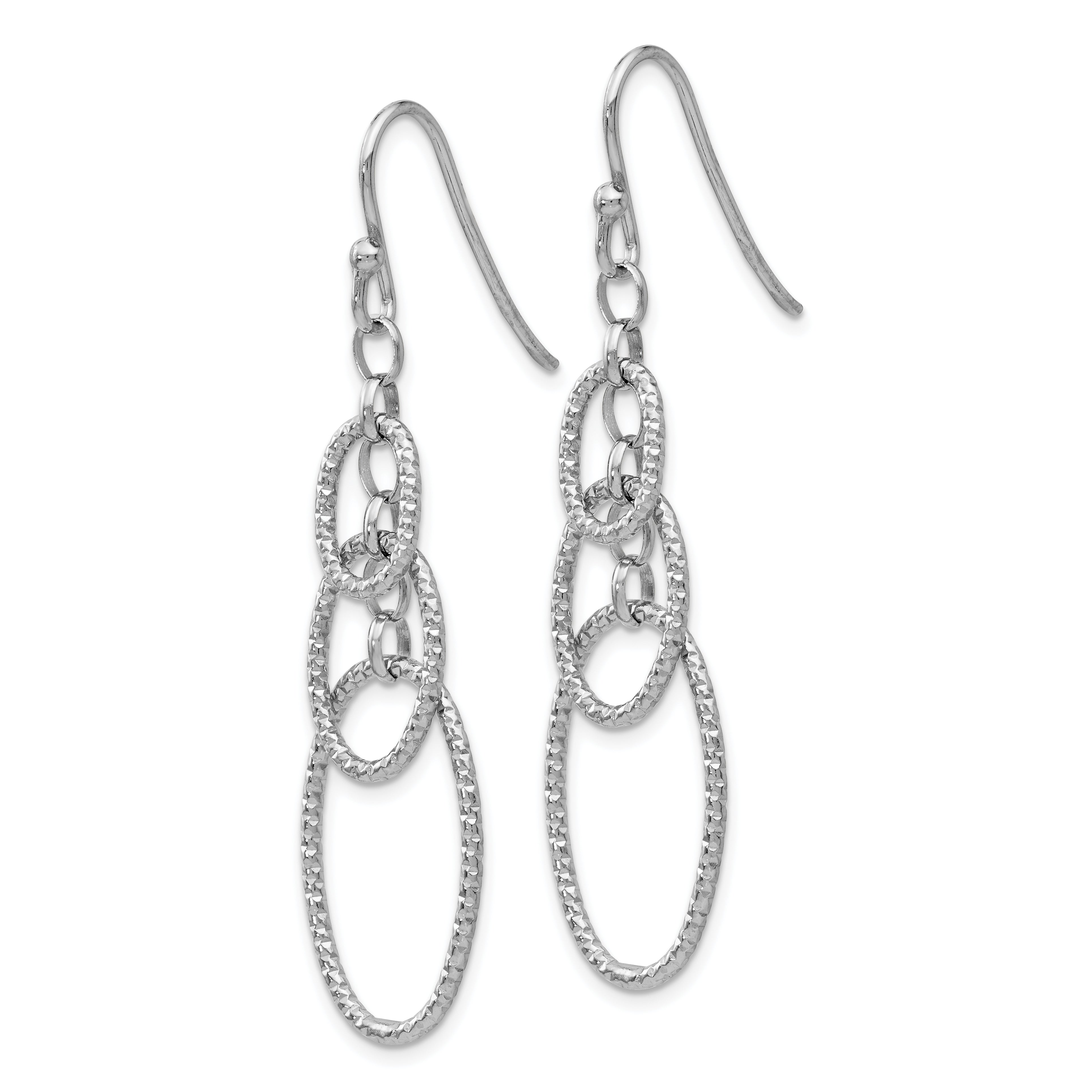 Sophia Jewelers 925 Sterling Silver Textured Dangle Earrings with Rhodium Finish Secondary image