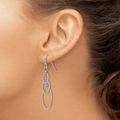 Sophia Jewelers 925 Sterling Silver Textured Dangle Earrings with Rhodium Finish