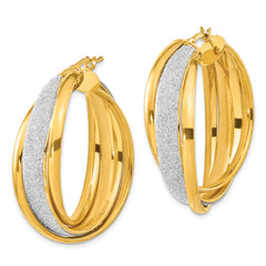 Sophia Jewelers 925 Gold-Plated Sterling Silver Glitter Hoop Earrings