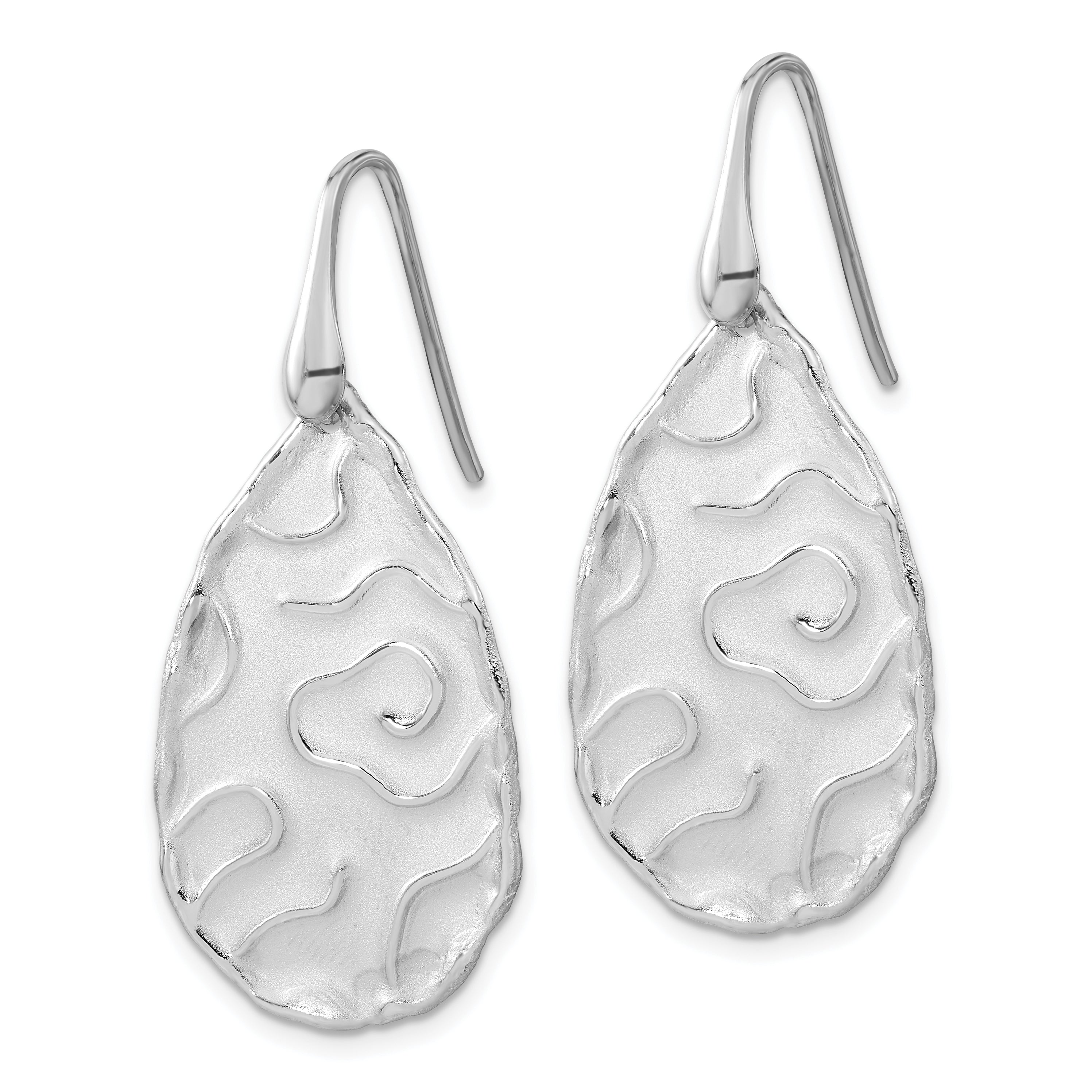 Sterling Silver Rhodium-Plated Dangle Earrings with Satin Finish