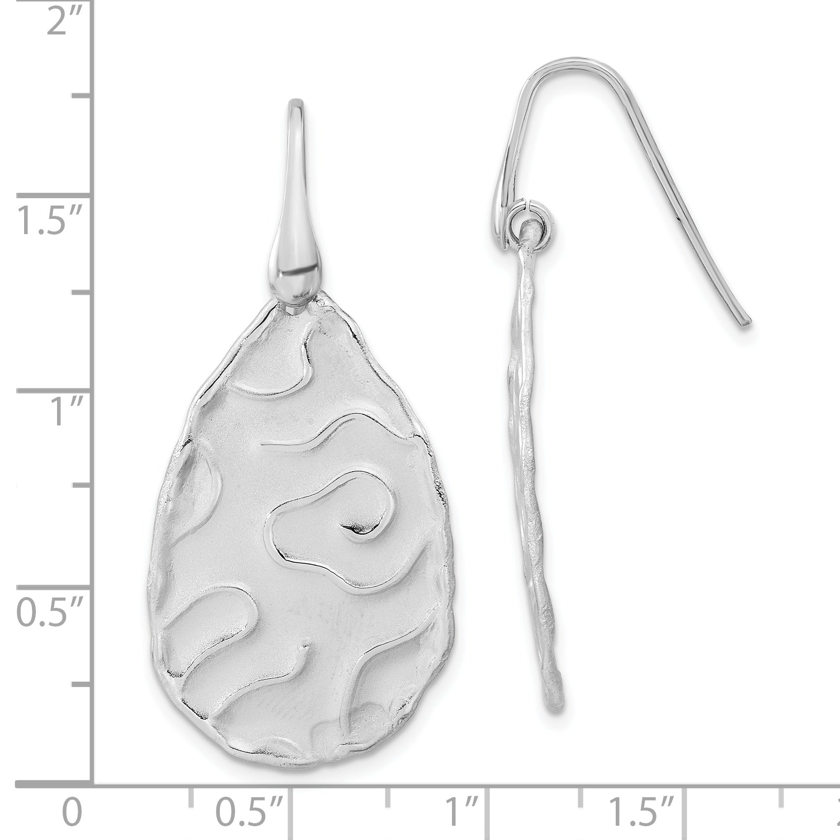 Sterling Silver Rhodium-Plated Dangle Earrings with Satin Finish