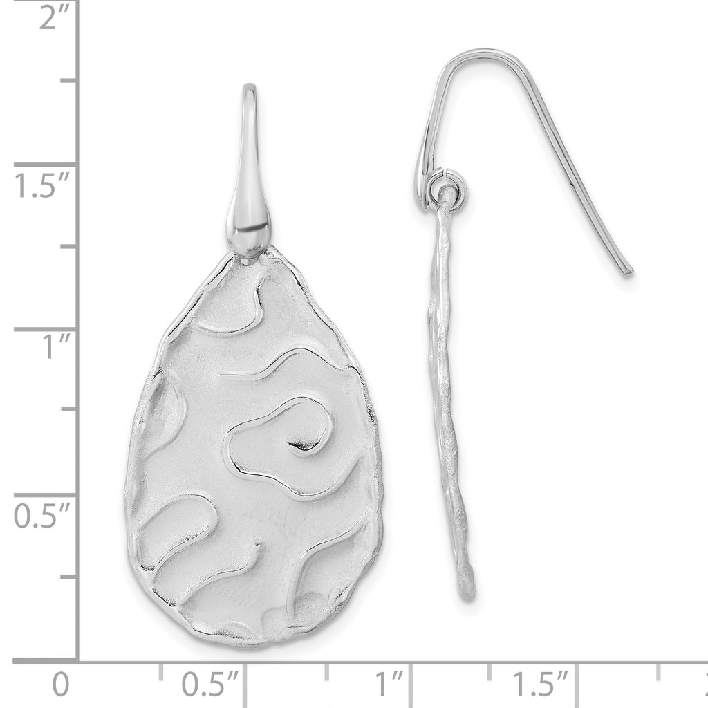 Sterling Silver Rhodium-Plated Dangle Earrings with Satin Finish