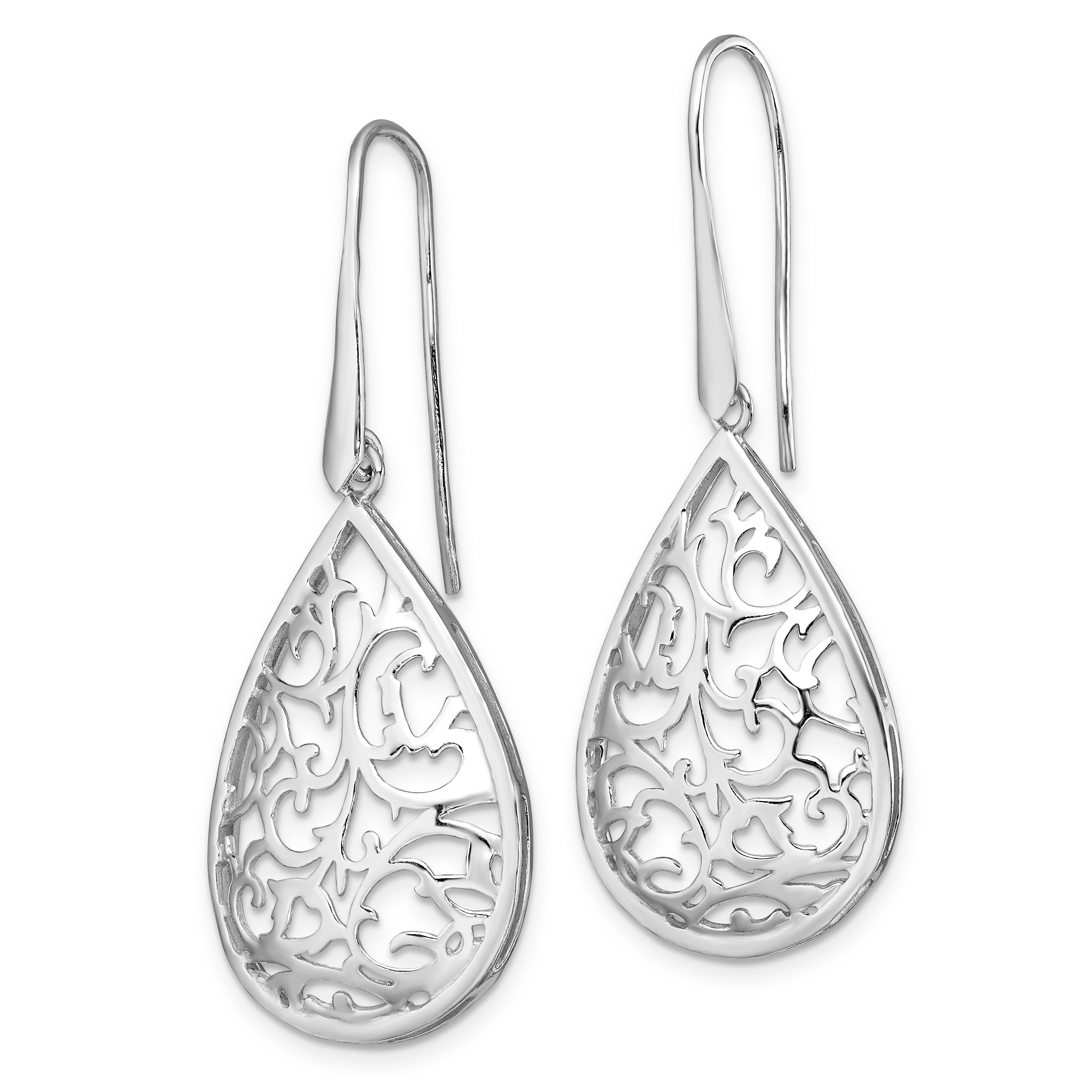 Sterling Silver 925 Teardrop Dangle Earrings with Rhodium Polish