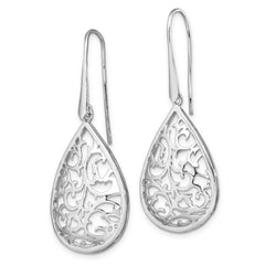 Sterling Silver 925 Teardrop Dangle Earrings with Rhodium Polish
