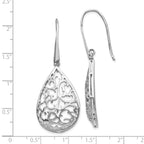 Sterling Silver 925 Teardrop Dangle Earrings with Rhodium Polish