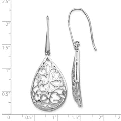 Sterling Silver 925 Teardrop Dangle Earrings with Rhodium Polish