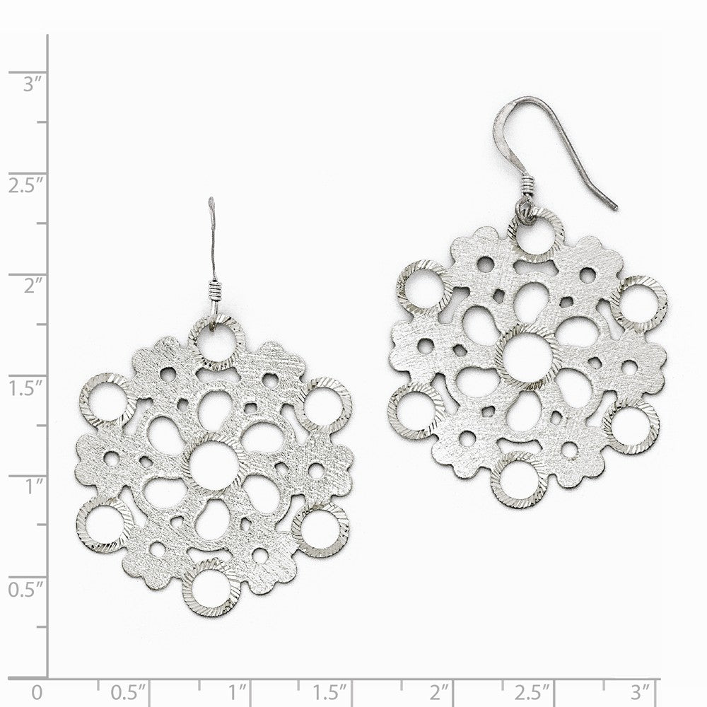 Leslie's Sterling Silver Diamond-cut and Scratch Finish Dangle Earrings