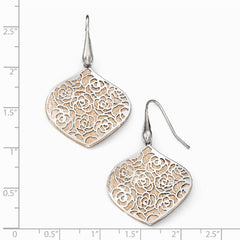 Leslie's Sterling Silver Rose and White Polished Textured Earrings