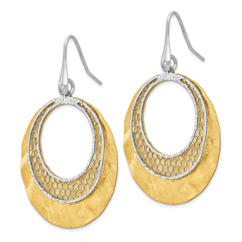 Leslie's Sterling Silver Yellow and White Diamond Cut Scratch-finish Earrings