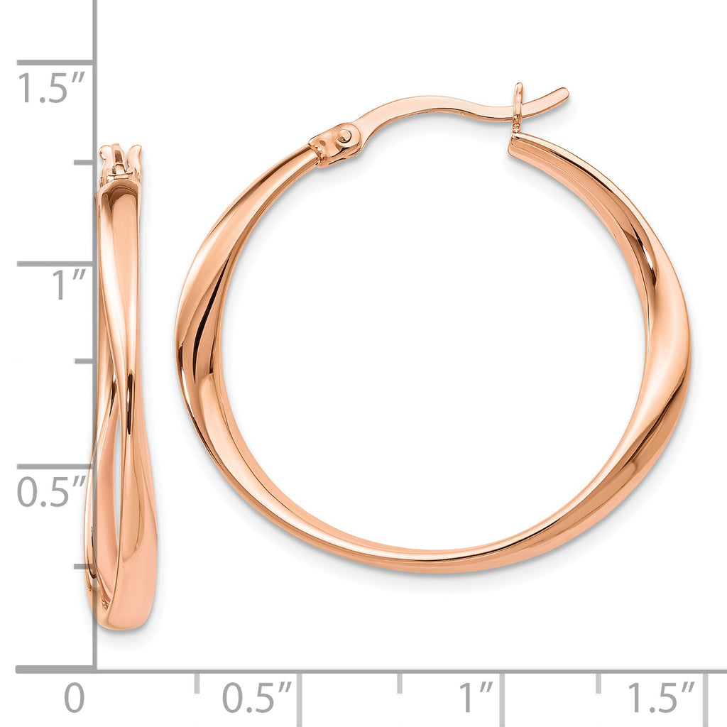 Sophia Jewelers Sterling Silver Rose Gold-Plated Polished Hoop Earrings Elegant Women's Design