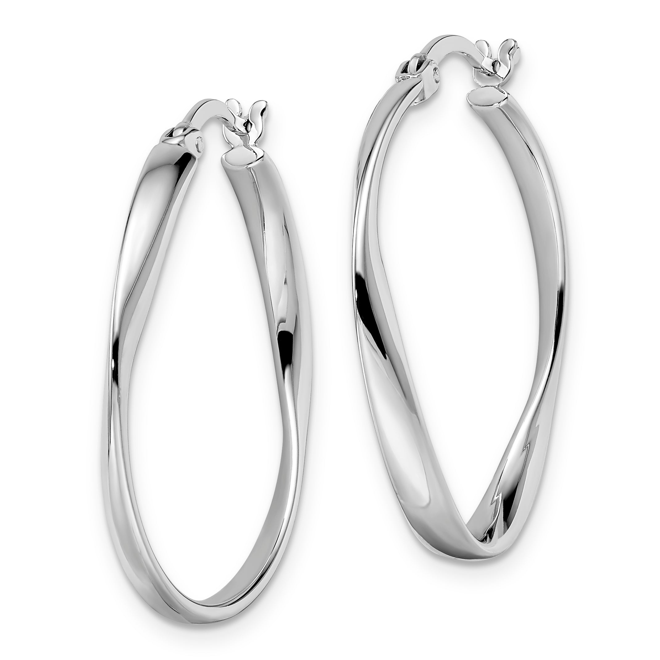 Sterling Silver 925 Polished Hollow Hoop Earrings Elegant Women's Jewelry Secondary image