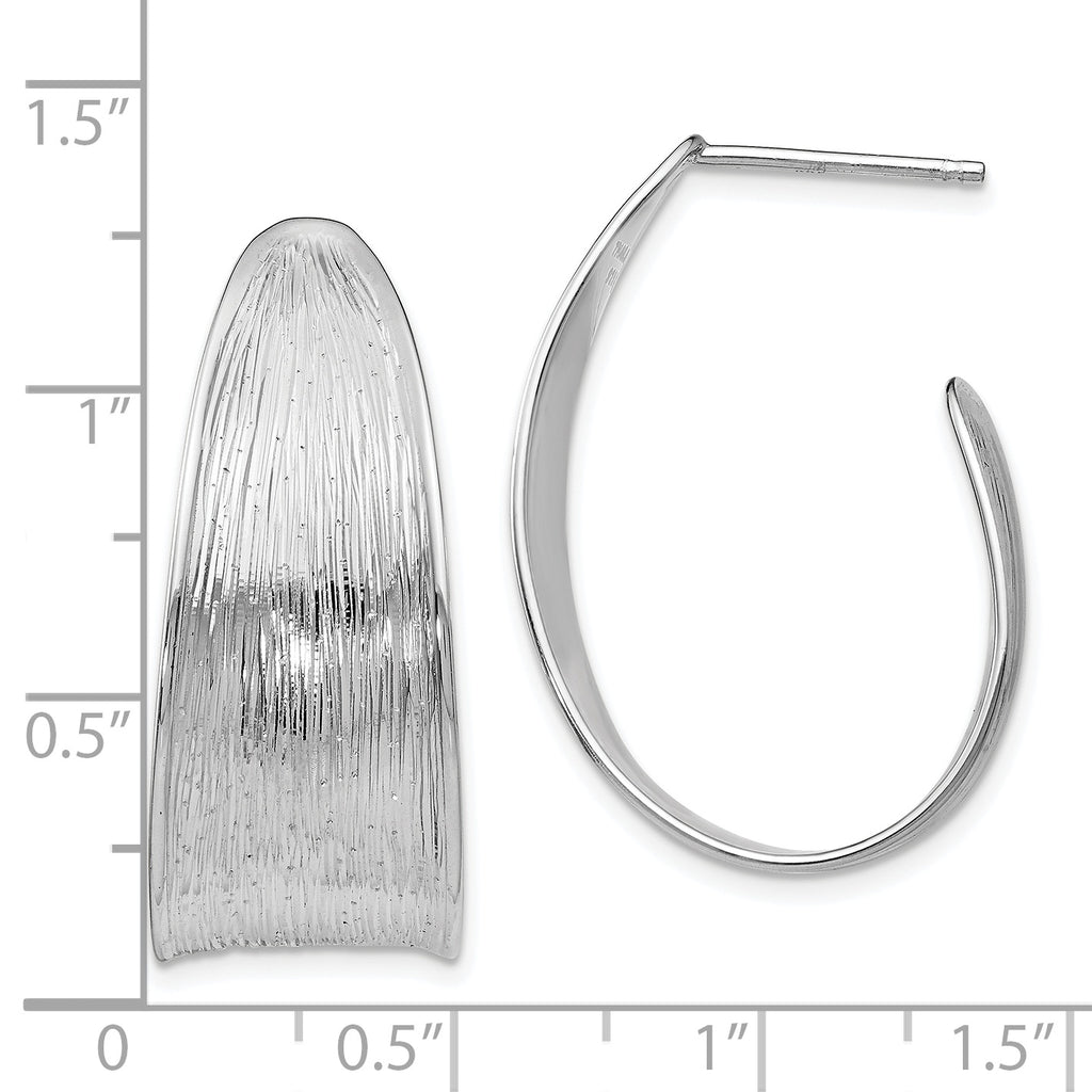 Sterling Silver 925 Polished Textured J-Hoop Earrings by Sophia Jewelers