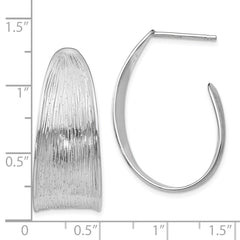 Sterling Silver 925 Polished Textured J-Hoop Earrings by Sophia Jewelers