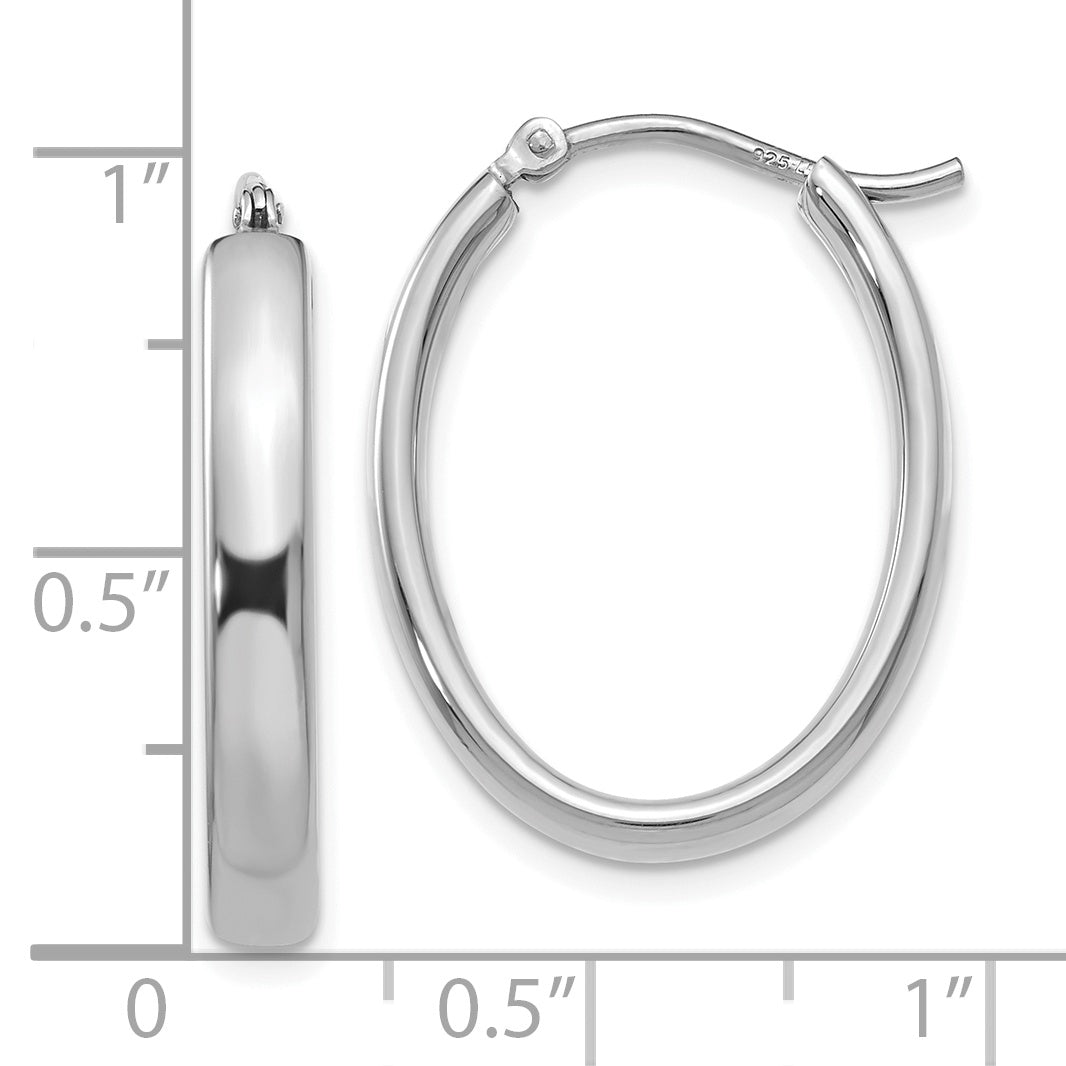 Sophia Jewelers Sterling Silver 925 Polished Oval Hoop Earrings