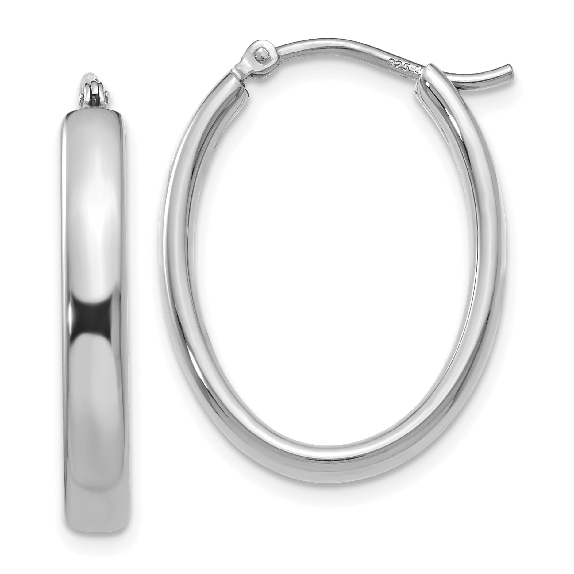 Sterling Silver Polished Oval Hoop Earrings Main image