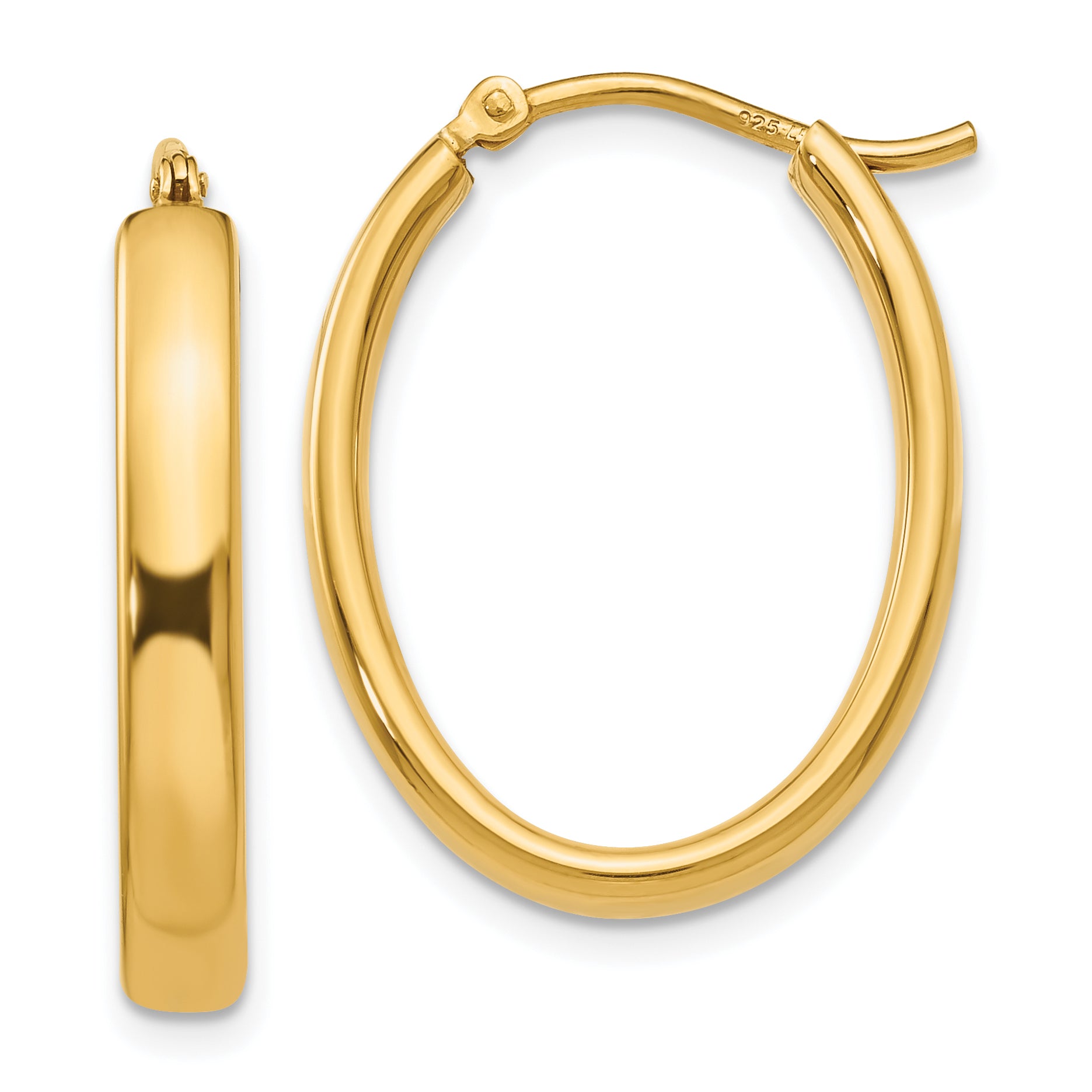 Sterling Silver Gold-plated Polished Oval Hoop Earrings Main image