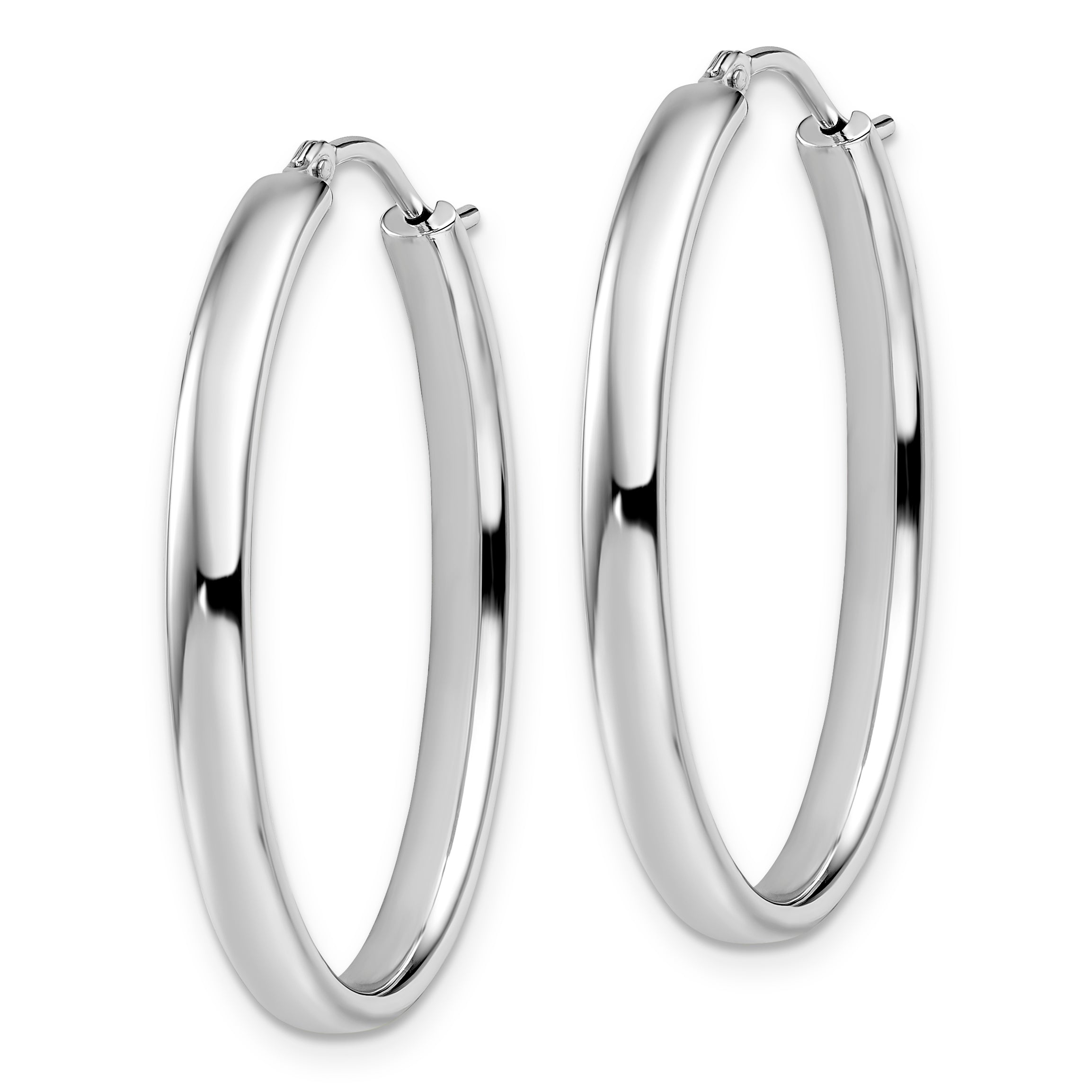 Sophia Jewelers Sterling Silver Oval Hoop Earrings with Rhodium Polish