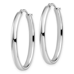 Sophia Jewelers Sterling Silver Oval Hoop Earrings with Rhodium Polish
