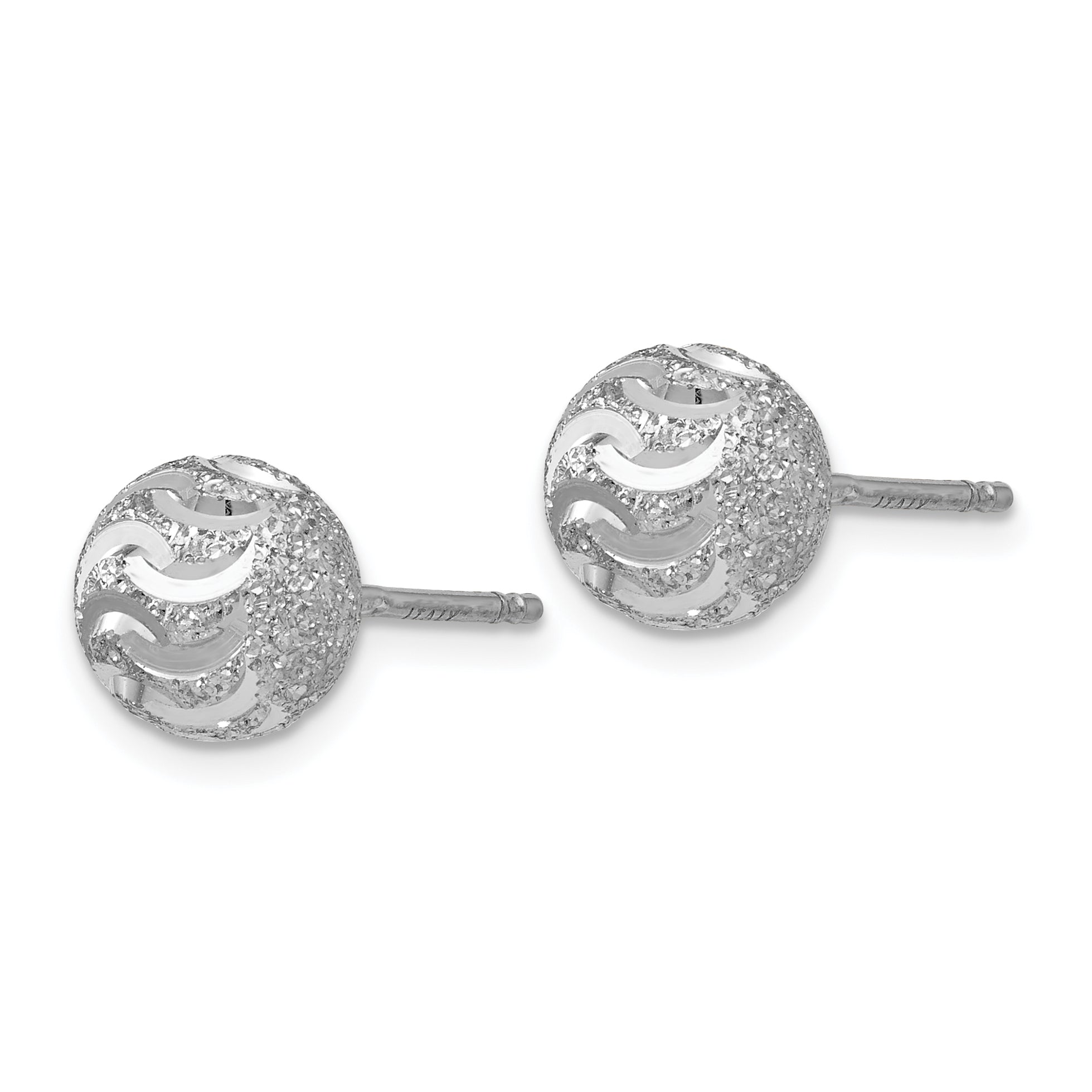 Sophia Jewelers Sterling Silver Ball Earrings with Polished Diamond-Cut Finish Secondary image