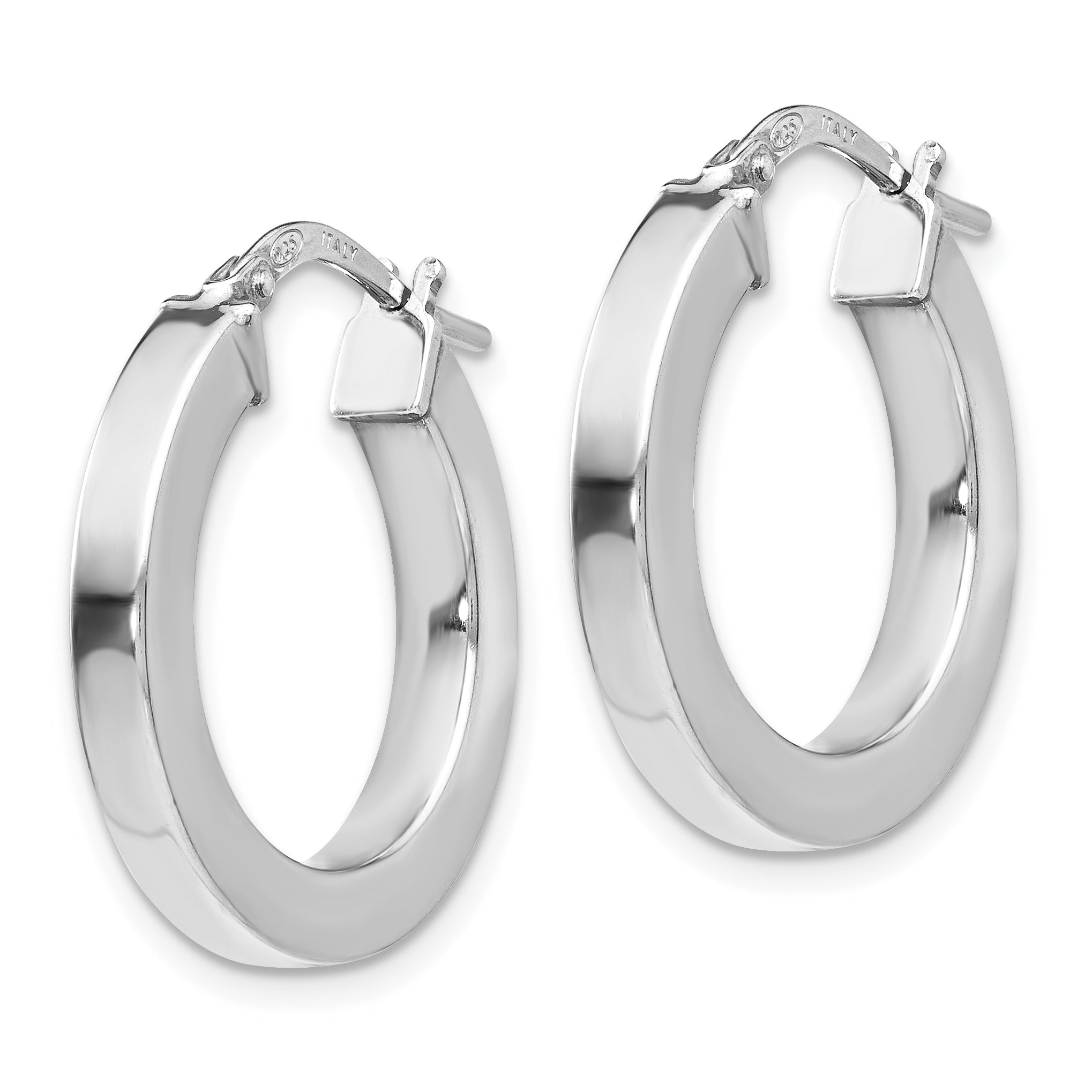 Sophia Jewelers Sterling Silver Polished Hoop Earrings with Rhodium Plating Secondary image